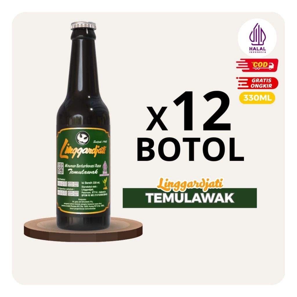[12PCS] Limun Linggardjati Temulawak 330ml | Linggar jati Halal Termurah