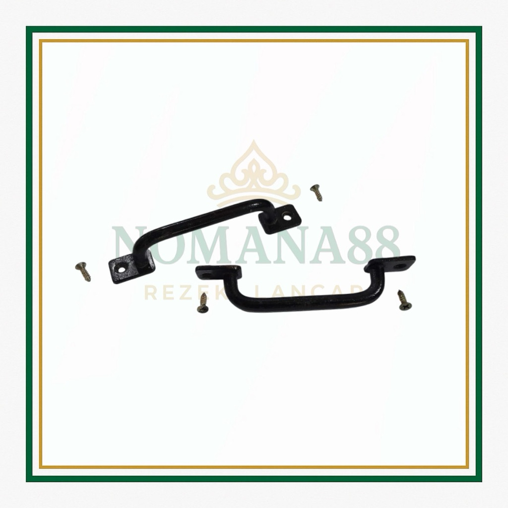 Tarikan Laci Pintu Besi Hitam 12cm Gagang Handle Besi Plat Tebal