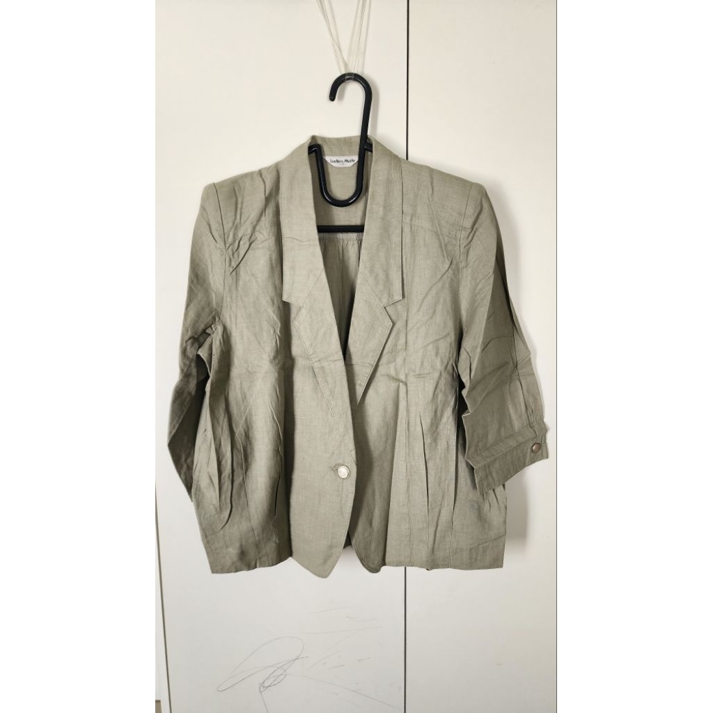 Blazer Sage Hijau Mint kantong samping