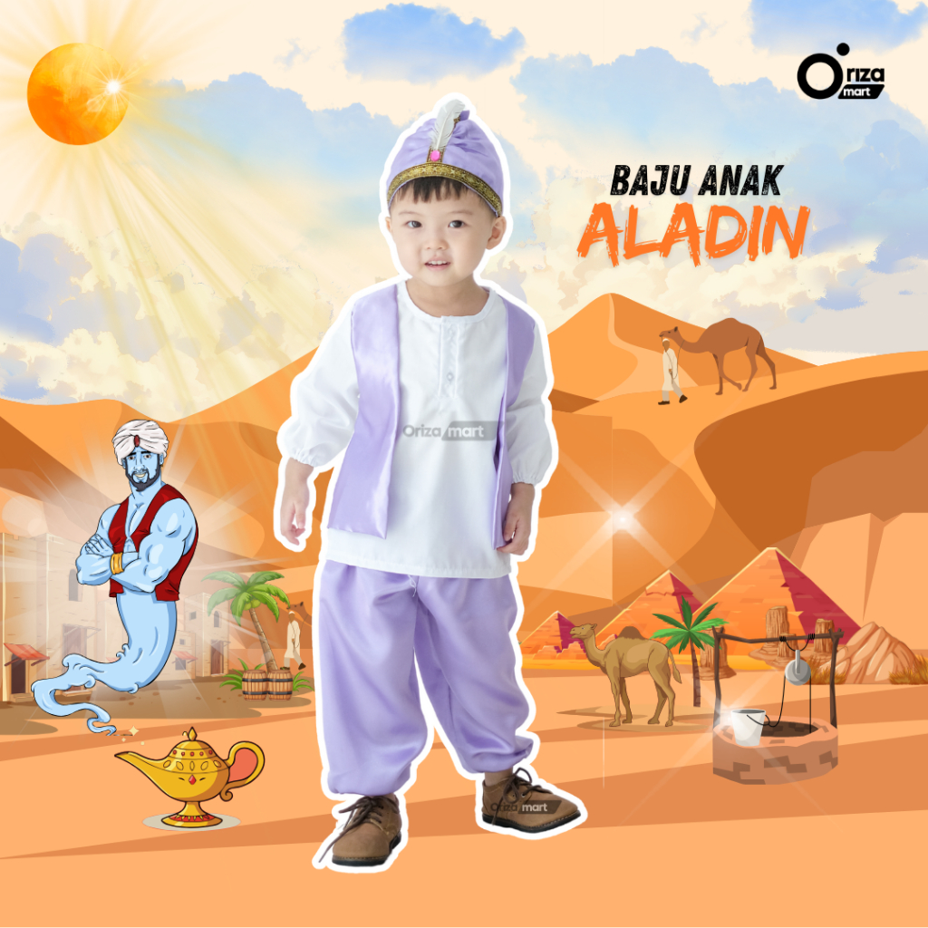 Kostum Aladin/Prince Aladin/Baju Aladin Warna Ungu/Baju Anak Laki-Laki