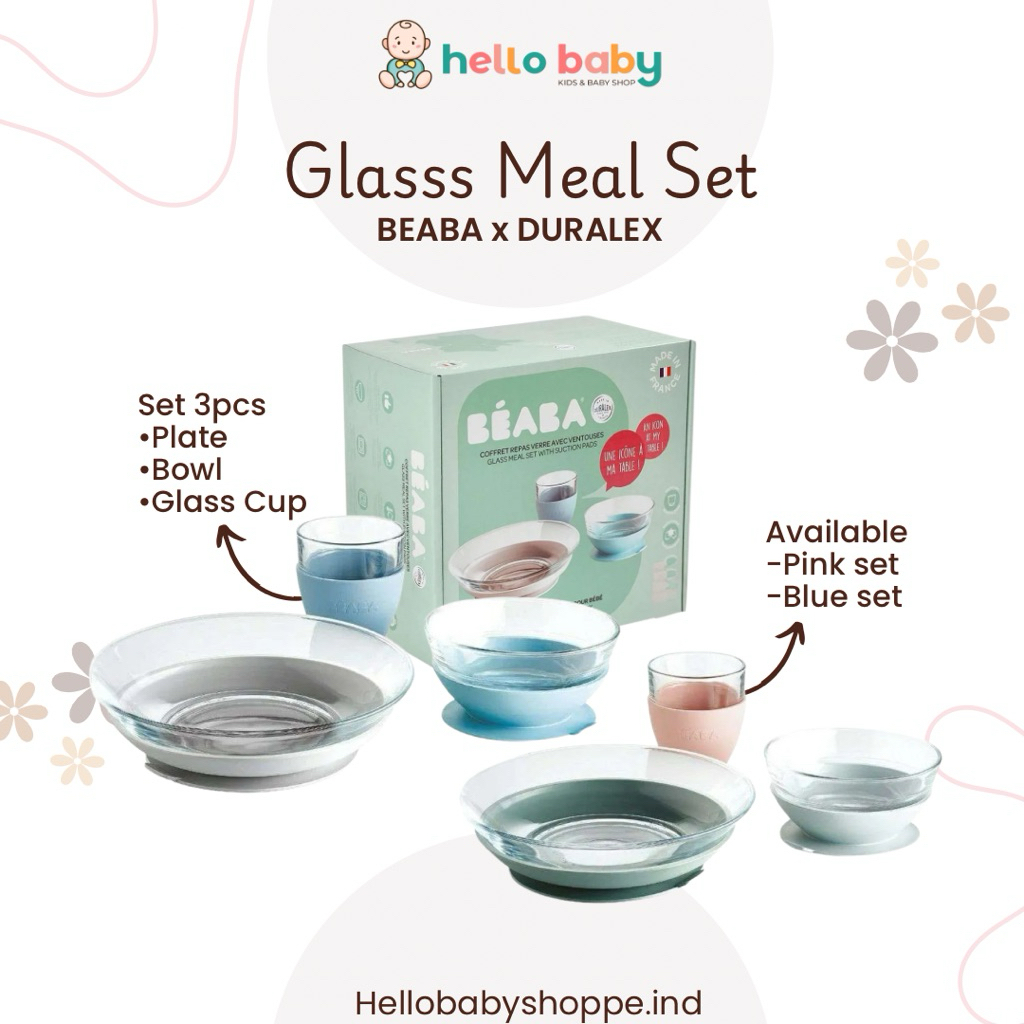 Beaba Duralex Glass Meal Set - Peralatan Makan Kaca Beaba