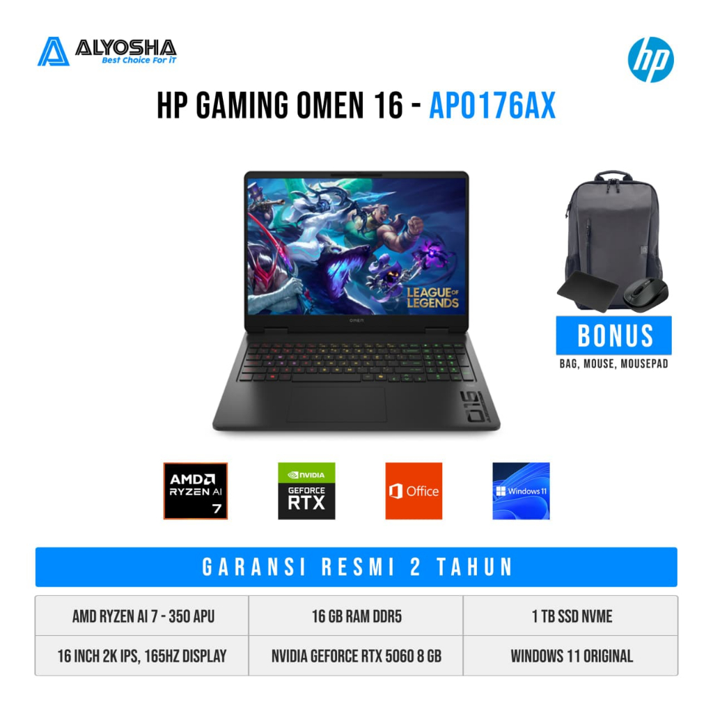 HP OMEN 16-ap0176AX Ryzen AI 7 350 | 16GB RAM | 1TB SSD | RTX5060 | WIN11+ OH 2024