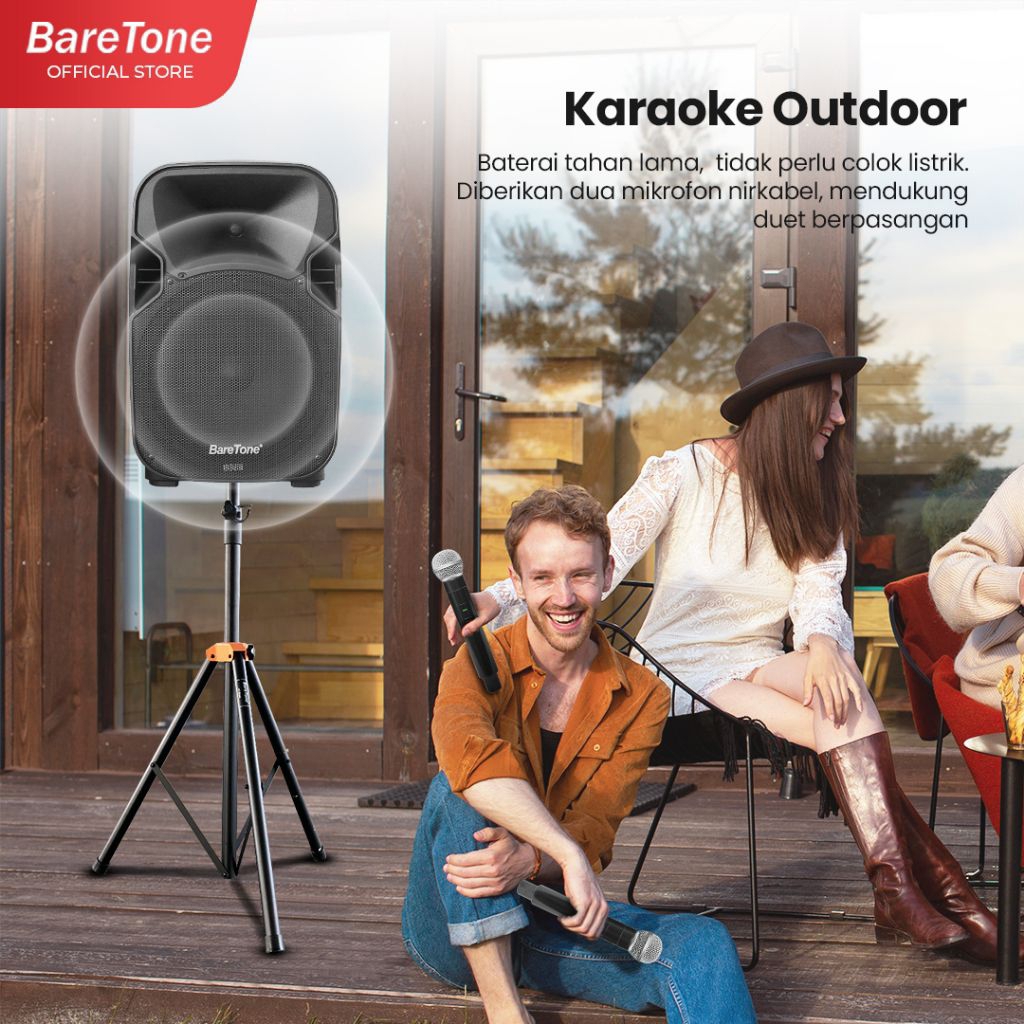 Speaker Aktif 12inch Baretone Max12al Original free mic wireless - speaker Wireless Baretone Max12al