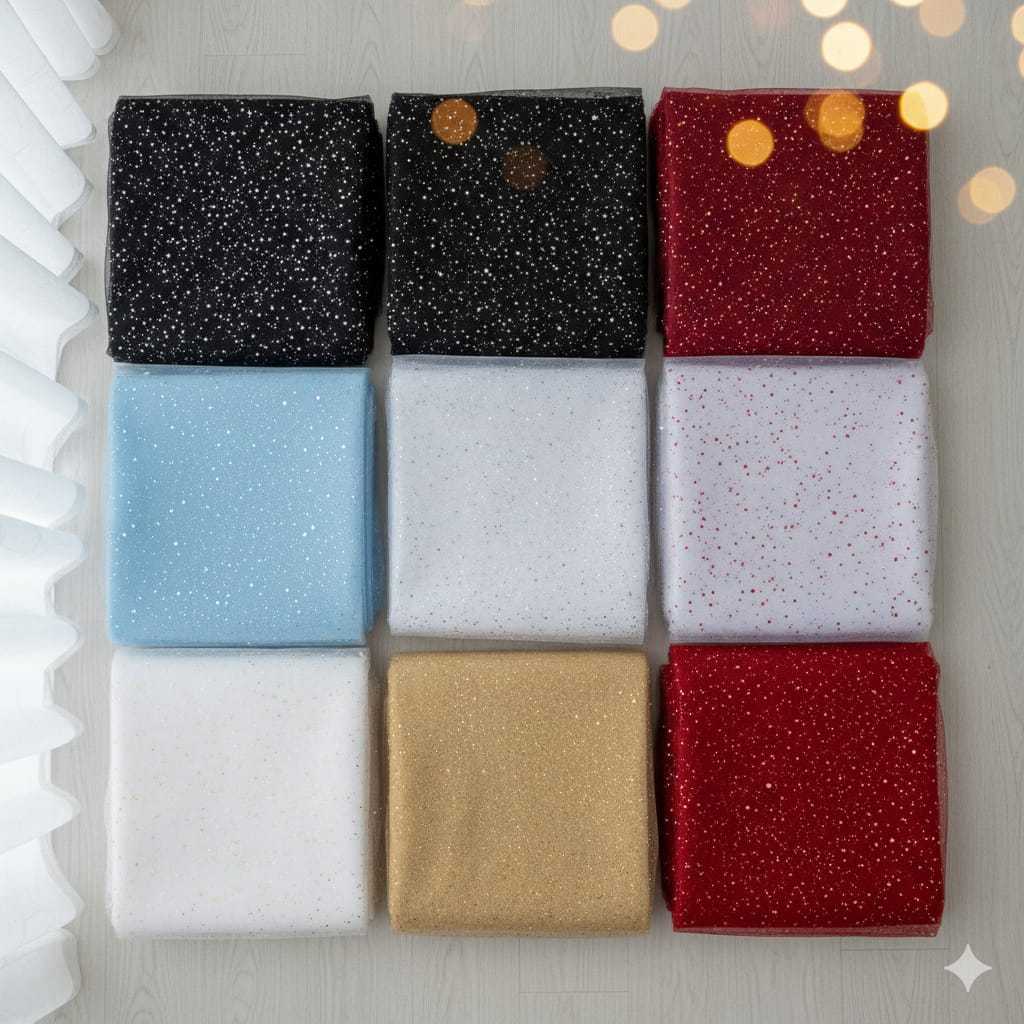 Kain Tile / Tulle Polos Gliter