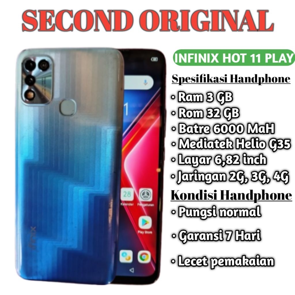 Infinix hot 11 play Ram 3/32 Original