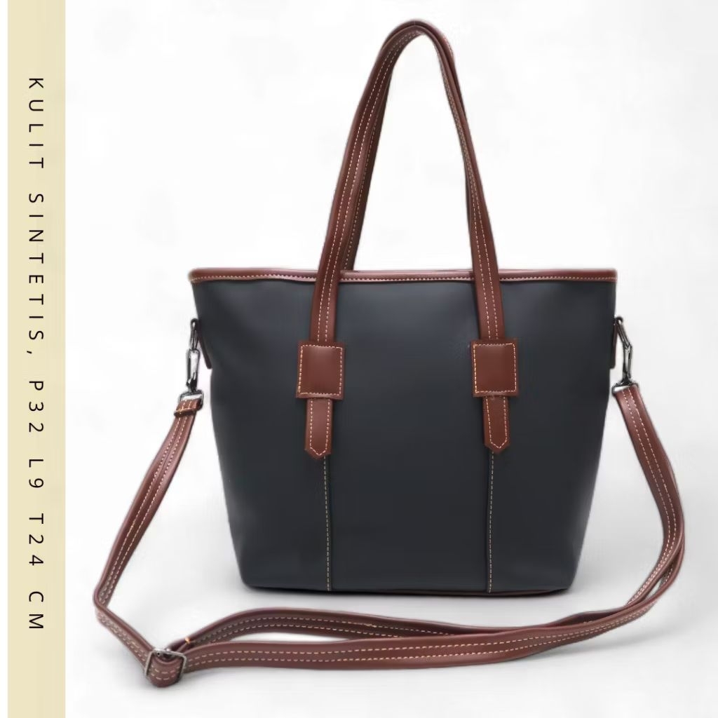 Tas wanita murah cantik kulit sintetis totebag elegant simple hitam cream abu abu tas ibu muda penga