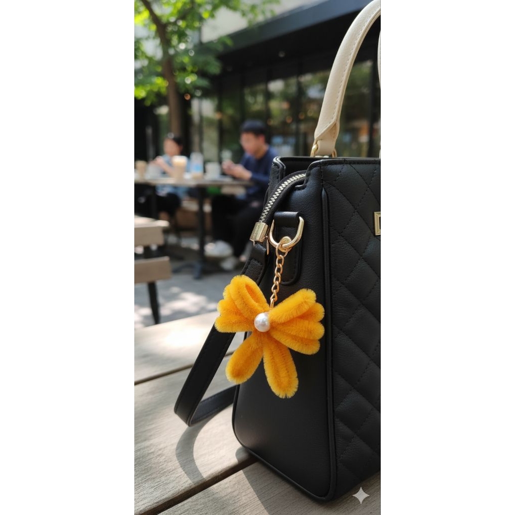 Gantungan kunci pita | keychain kawat bulu | gantungan kunci kawat bulu pita