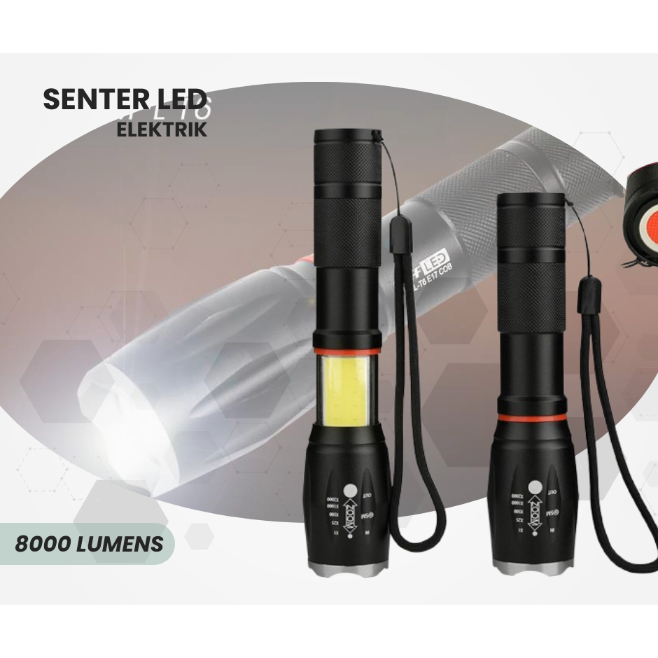 COD Taffled Senter LED Kecil jarak jauh super terang 8000 Lumens
