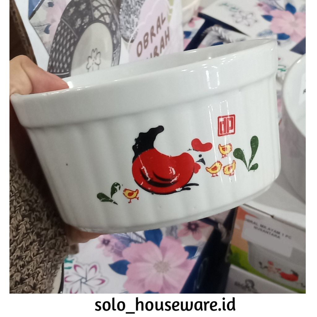 Ayara Mangkok Ayam Jago - mangkok Keramik motif ayam - hampers mangkok keramik lucu