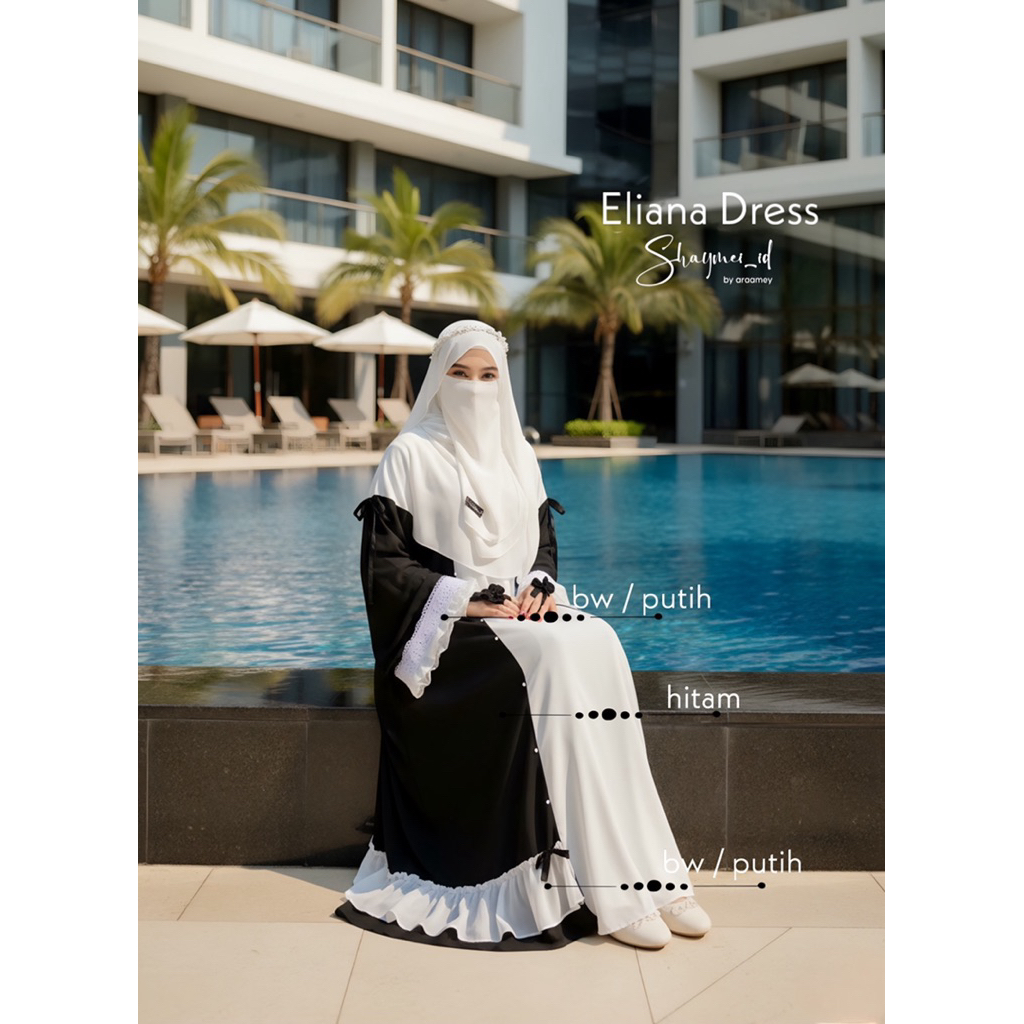 Eliana Dress ceruty babydoll Gamis terbaru Gamis pesta Gamis wedding Dress syari set pashmina cadar