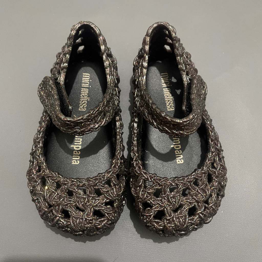 ANAK K454 (MINI MELISSA X CAMPANA ORI, PRELOVED) Sepatu Crochet Karet Flatshoes Velcro Prepet Sandal