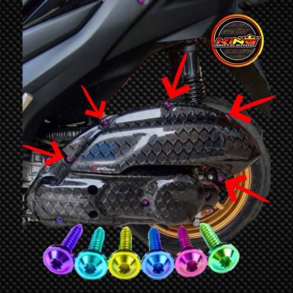 baut filter titanium nmax & aerox baut filter aerox titanium satu set 6 biji