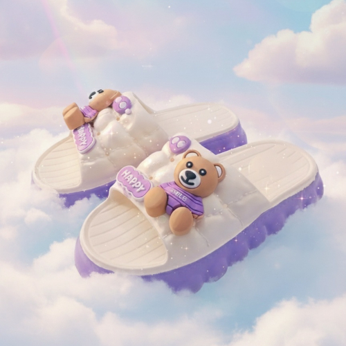 Happy Bear Sandal Sandal  Luar Lucu Beruang Baru 2025Sandal Selop Lucu Tebal Lembut Alas Bantal Awan