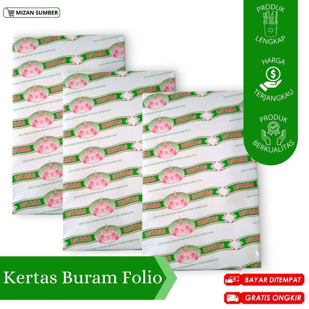 KERTAS BURAM / KERTAS BURAM FOLIO F4 / KERTAS KORAN / 1 RIM 500 LEMBAR / CIREBON / COD / GRATIS ONGK