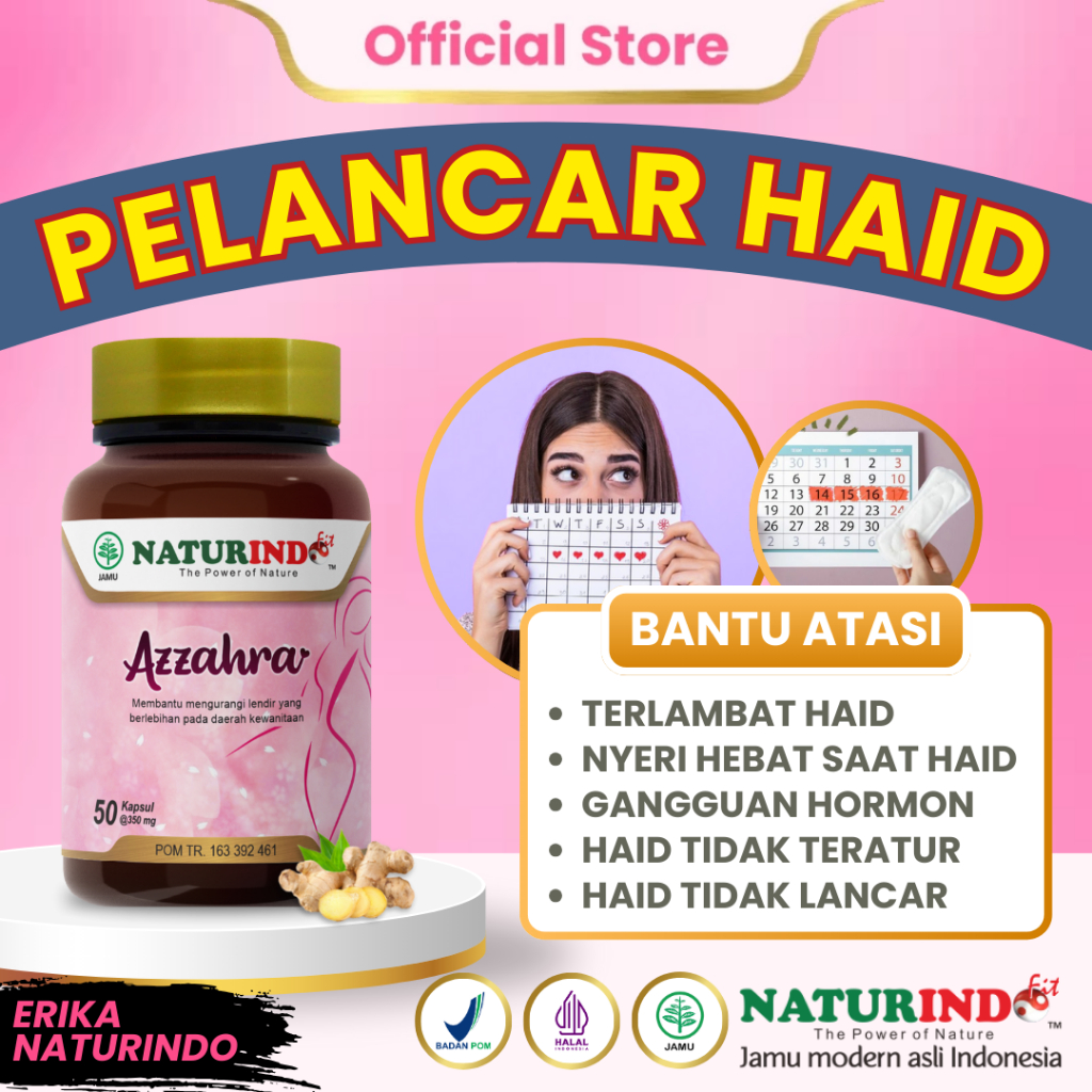 AZZAHRA Herbal Pelancar Haid Telat Haid 1 2 3 Minggu Telat Menstruasi NATURINDO