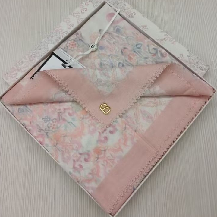 ButtonScarves The Granada Square - White Pink - Preloved
