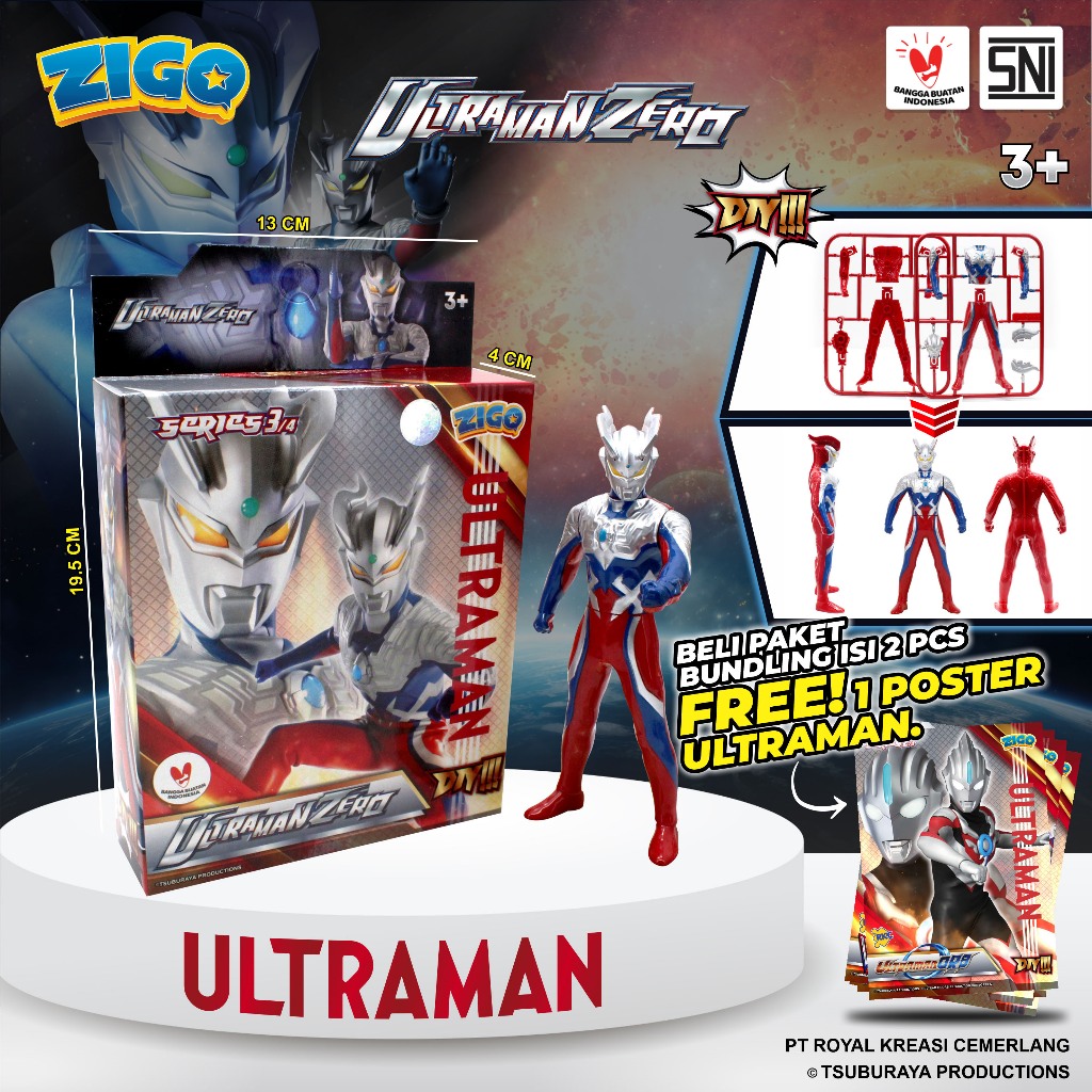 MAINAN ULTRAMAN ZERO DIY - ZIGO TOYS ACTION FIGURE ULTRAMAN ARC/ORB/ZERO/TIGA