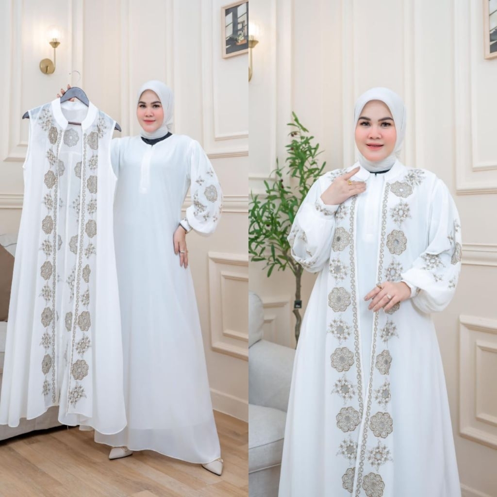 gamis premium serutty bordir seruty kombinasi berukat bahan jetblack Kombi kotak2