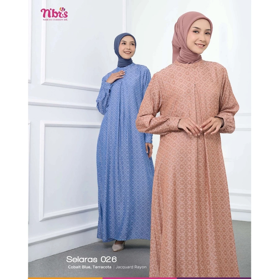 SELARAS 026 GAMIS NIBRAS TERBARU, gamis ibu, gamis harian, gamis anak muda