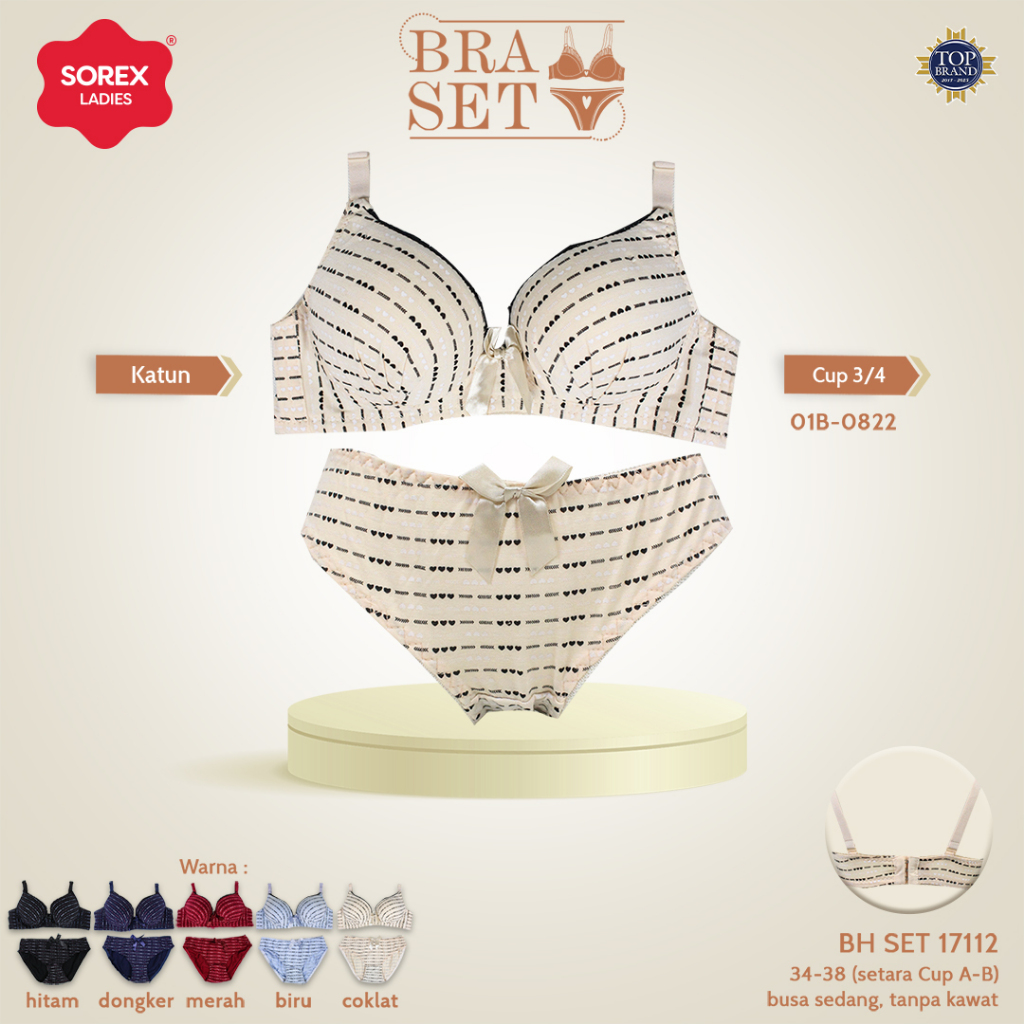 Sorex Bra Set Kawat Kait 3 Setara Cup A-B + CD Cutting Mini BH Set 17112