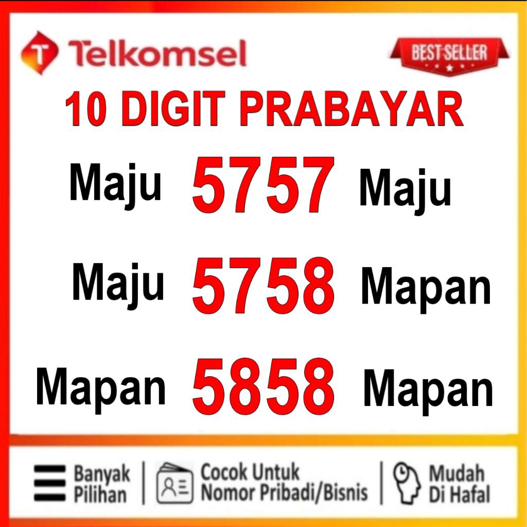 kartu perdana Telkomsel 10 digit angka 5757 5758 5858