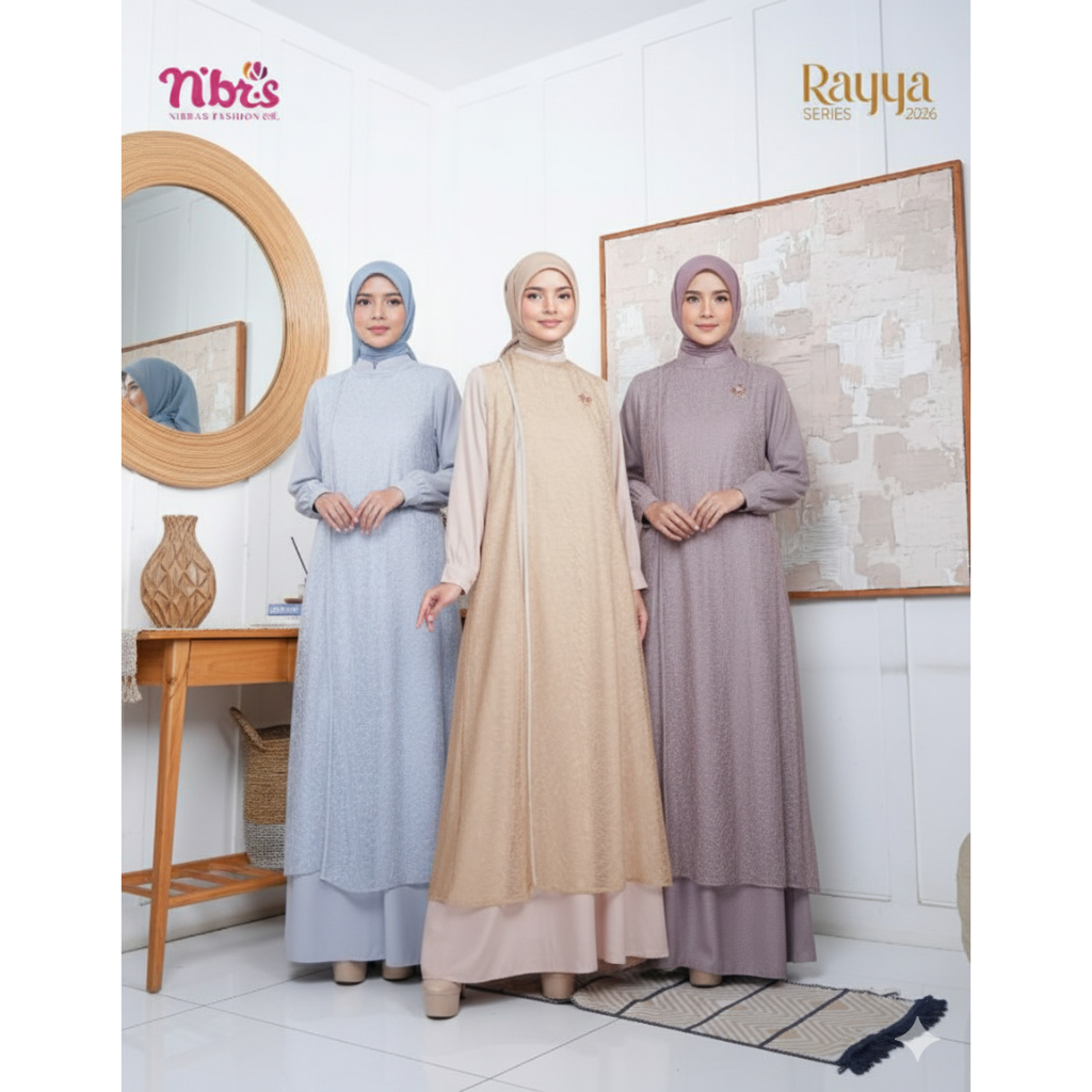 FARDIA DIARAYYAKU NIBRAS 2026 OUTFIT GAMIS REMAJA DEWASA WANITA BUSUI WARNA ICE BLUE BIRU MUDA BEIGE