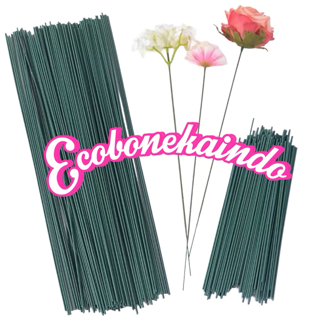 Kawat Bunga Kawat Tangkai Bunga 40 cm dawai tangkai kawat bunga mati tangkai hijau kawat import ecob