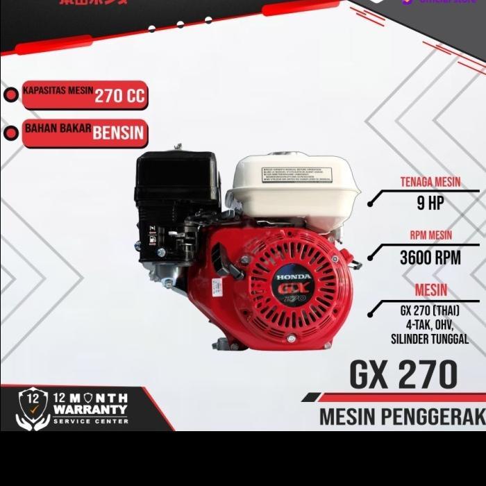 Honda Mesin Penggerak GX 270 Thailand Engine Bensin 9 Hp GX270 9Hp