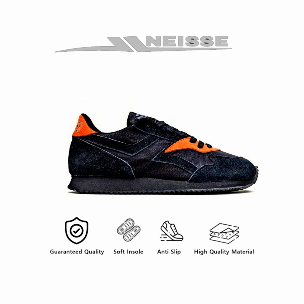 Sepatu pria joging sepatu lari hitam pria wanita brand lokal Indonesia premium