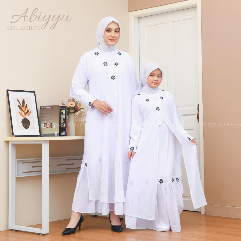 Abiyyuco TA9042 | Gamis Abaya Turki Couple Ibu dan Anak Perempuan Turki Kapel Bordir Rempel Turkiy K