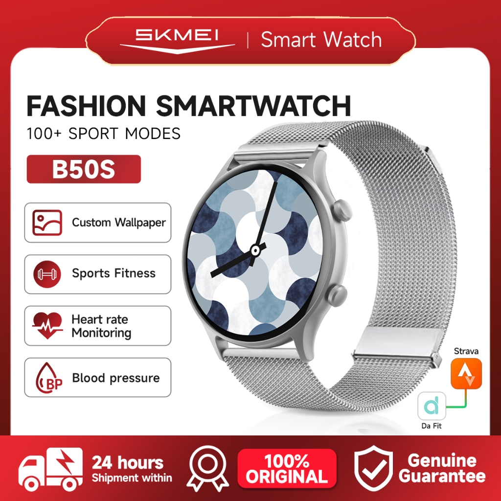 SKMEI B53S Smartwatch Steel Strap Strava Support Jam Tangan Olahraga Pria Wanita Bluetooth Call/Heal
