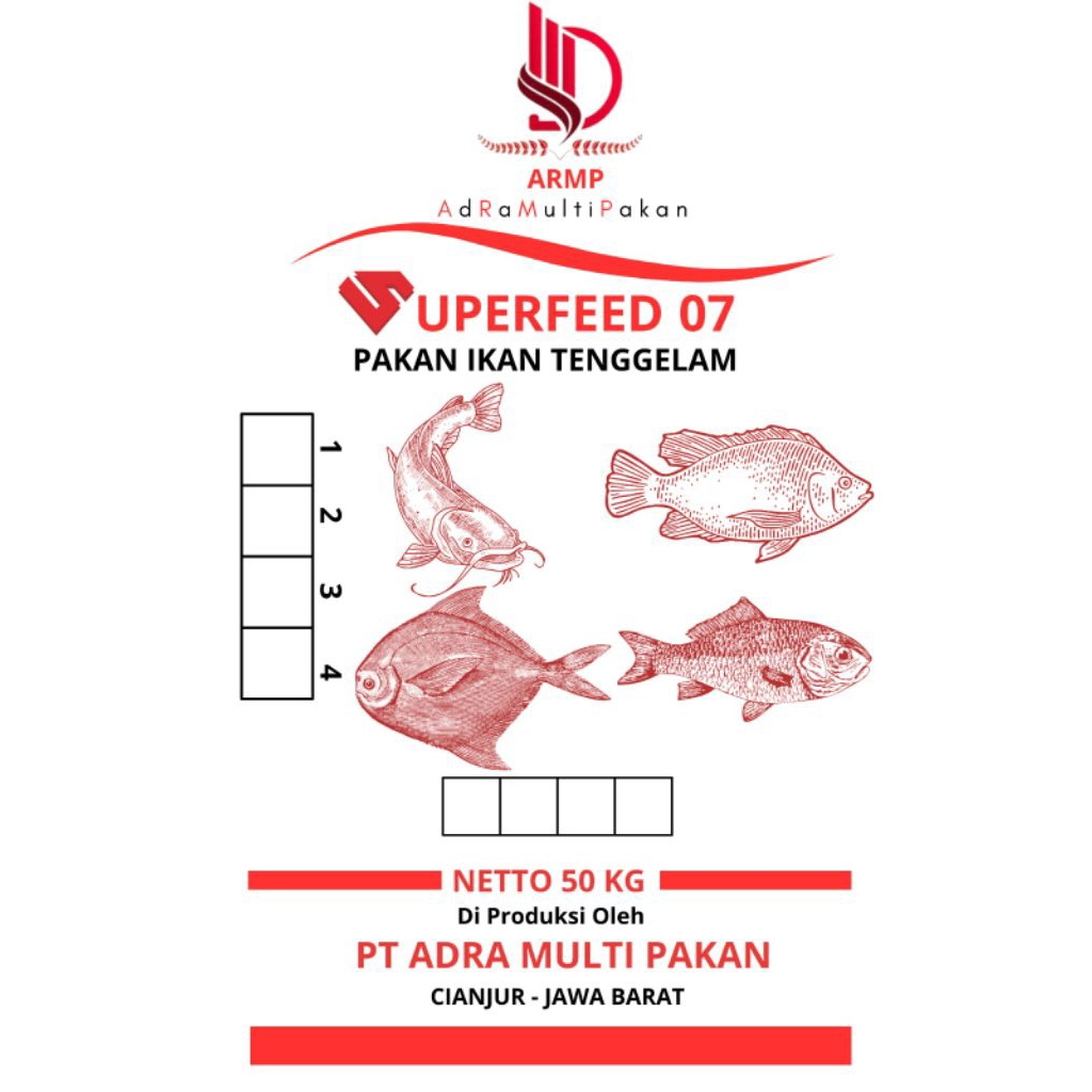 Pakan Ikan Tenggelam Adra Superfeed 30–50 Kg – Karung Hemat