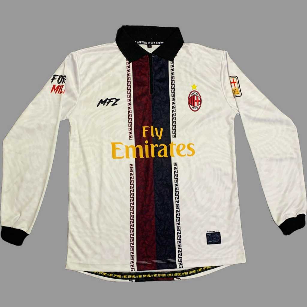 Jersey AC Milan RETRO PUTIH Longsleve / Jersey Vintage / Premium Quality