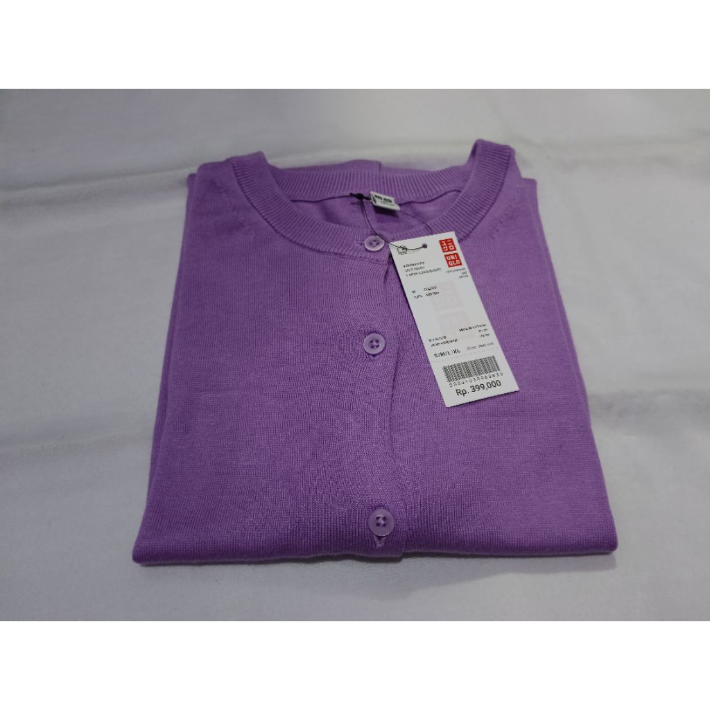 cardigan uniqlo oneck size XL ungu Lilac
