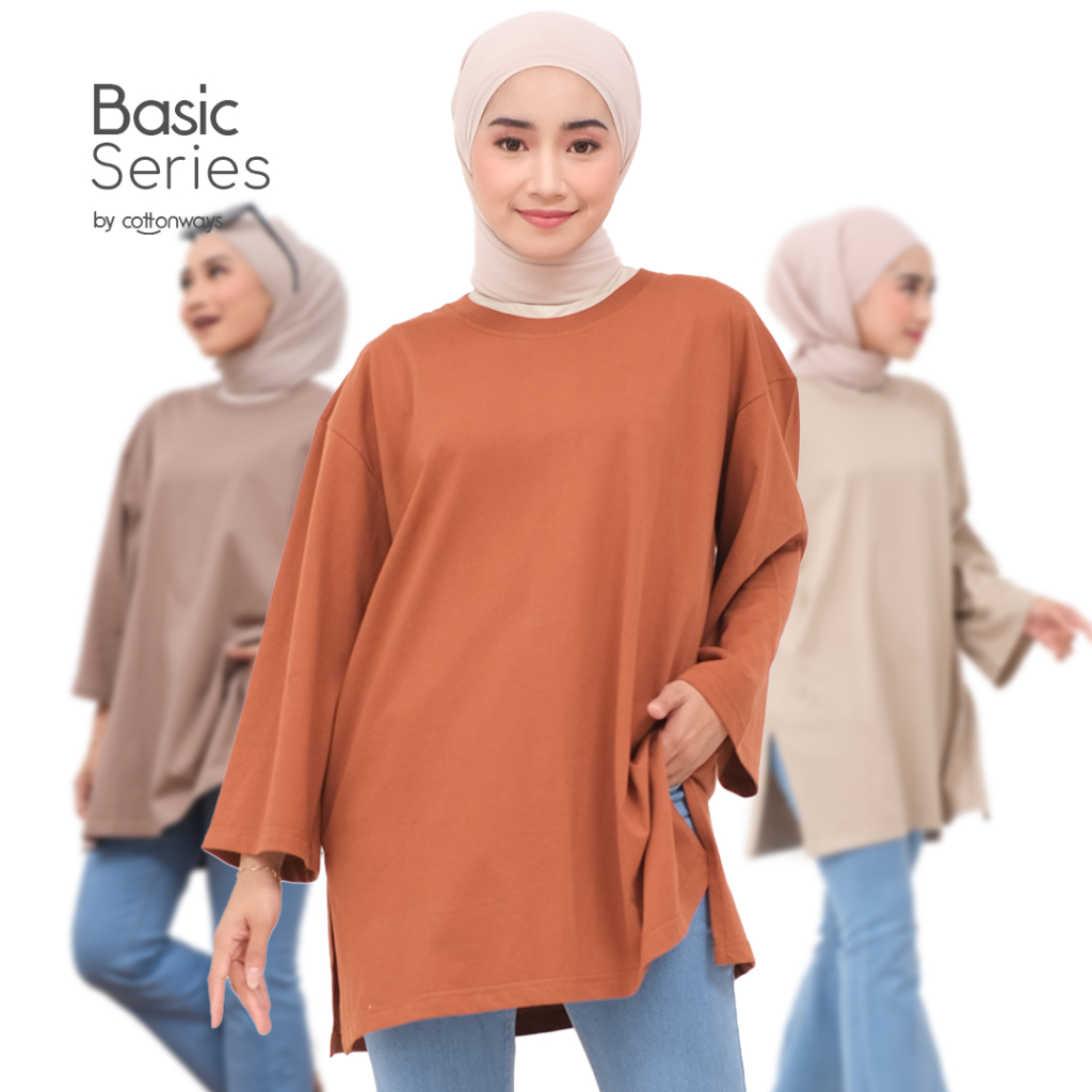 COTTONWAYS | Kaos Polos Oversize Wanita Bahan Cotton Combed 24s - Basic