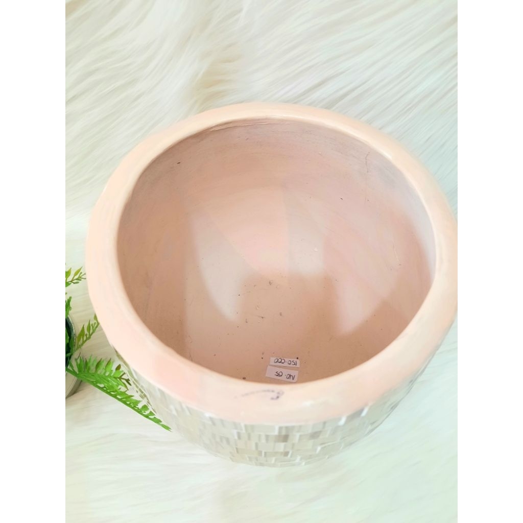 Pot Tabung Kaca Cream /16 Cm/ Vas Kaca Astetik/Hiasan Rumah