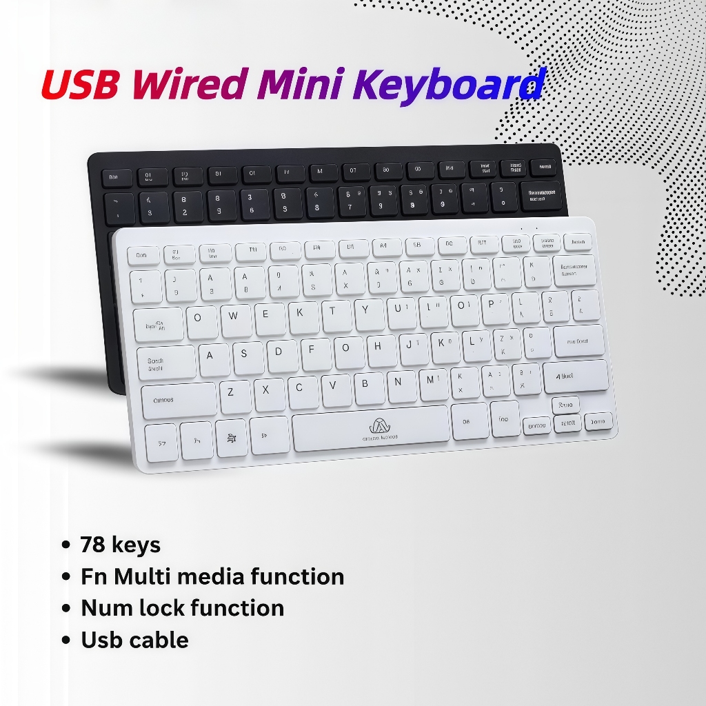 Keyboard Mini Multimedia Usb Wired 78Keys For Computer/PC/MAC/LAPTOP Kabel Usb Silent Tipis Office B