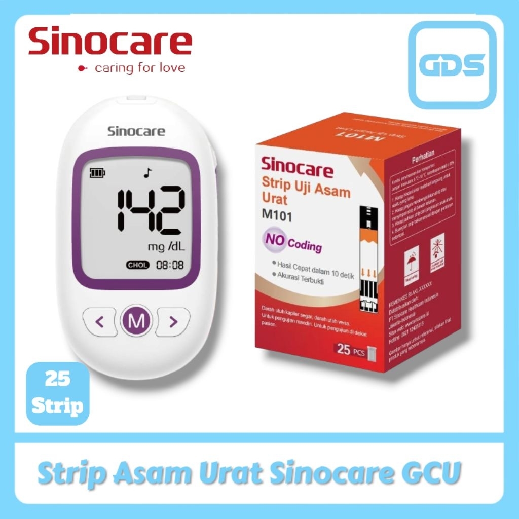 Strip Sinocare Asam Urat  Isi Ulang Sinocare UA GCU  Refill Sinocare Asam Urat GCU