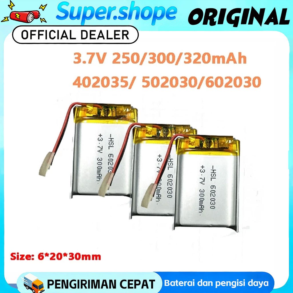 602030  3.7V 250/300/320mAh Li-Polimer Li Po Dengan Konektor Baterai Pena Al Quran Digital My qalam