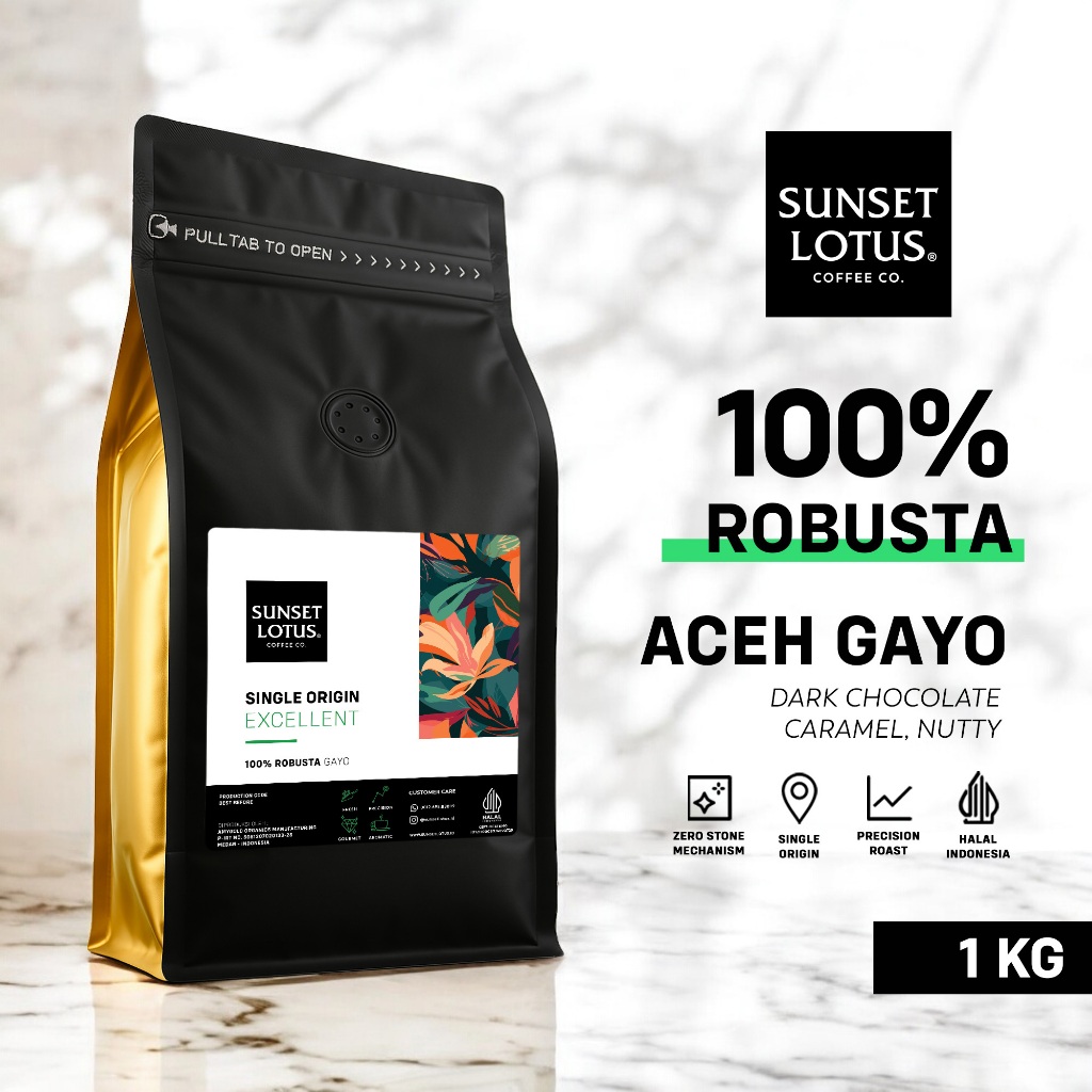 Sunset Lotus Excellent Robusta Gayo Biji Kopi Espresso Base 1 Kg