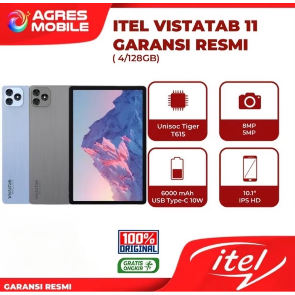 itel Vista Tab 11 4/128GB Tablet Android LTE 4G - Resmi Indonesia