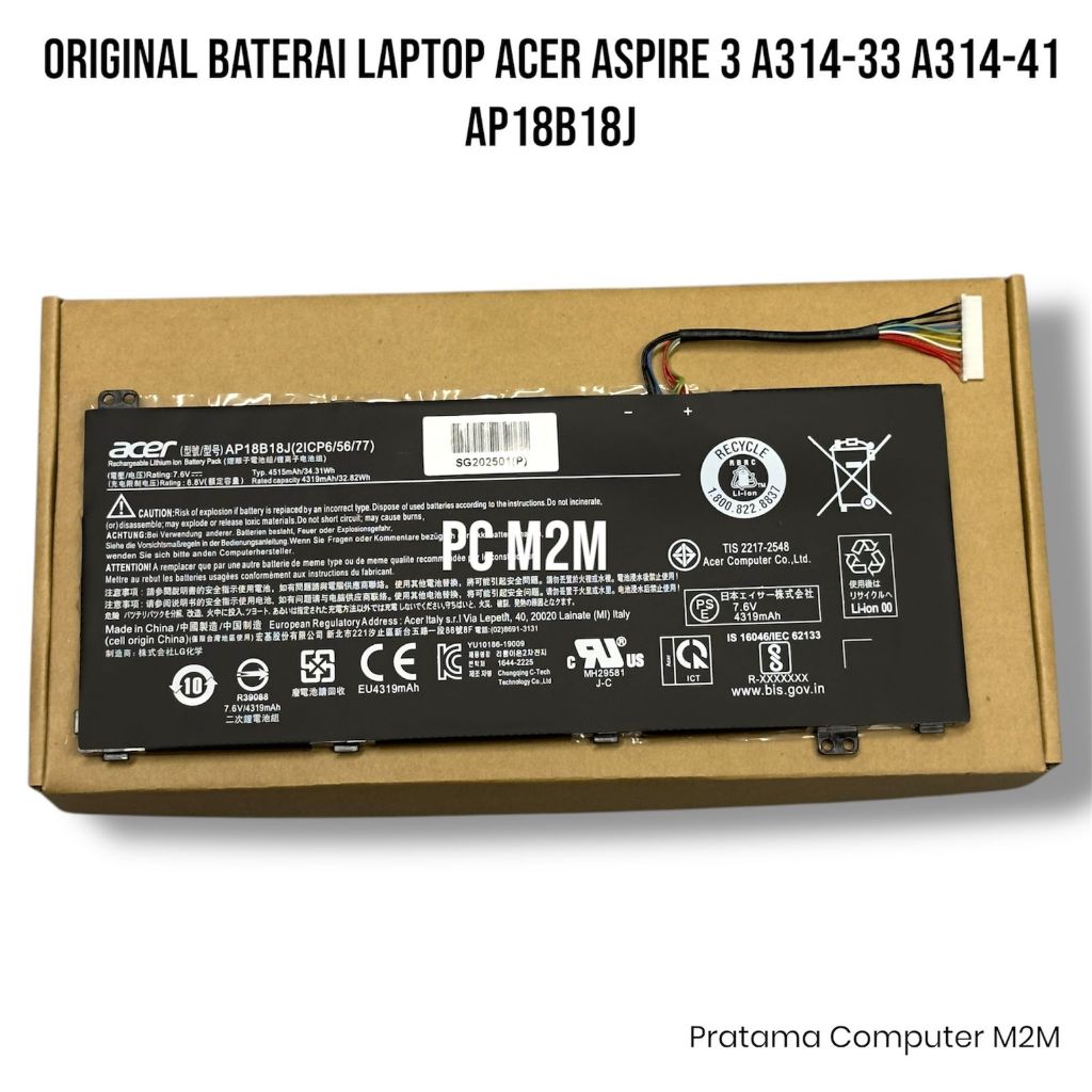 Baterai Laptop ACER ASPIRE A314 A316 A314-33 A314-35 A314-41 Series AP18B18J ORIGINAL