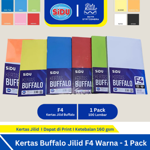 Kertas Bufalo F4 SIDU 160gr – Pack 100 Lembar | Kertas Warna Tebal Jilid
