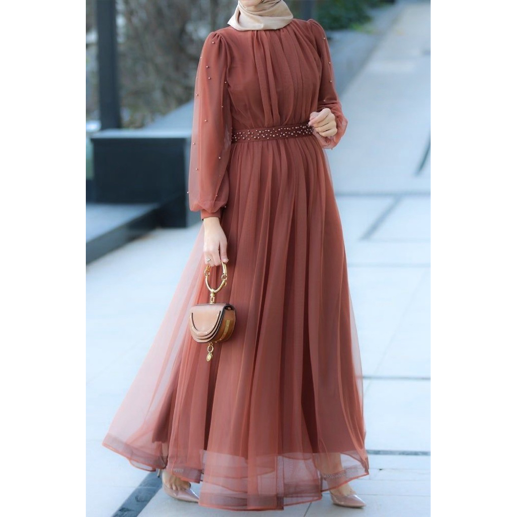 dress muslim tulle hijab party