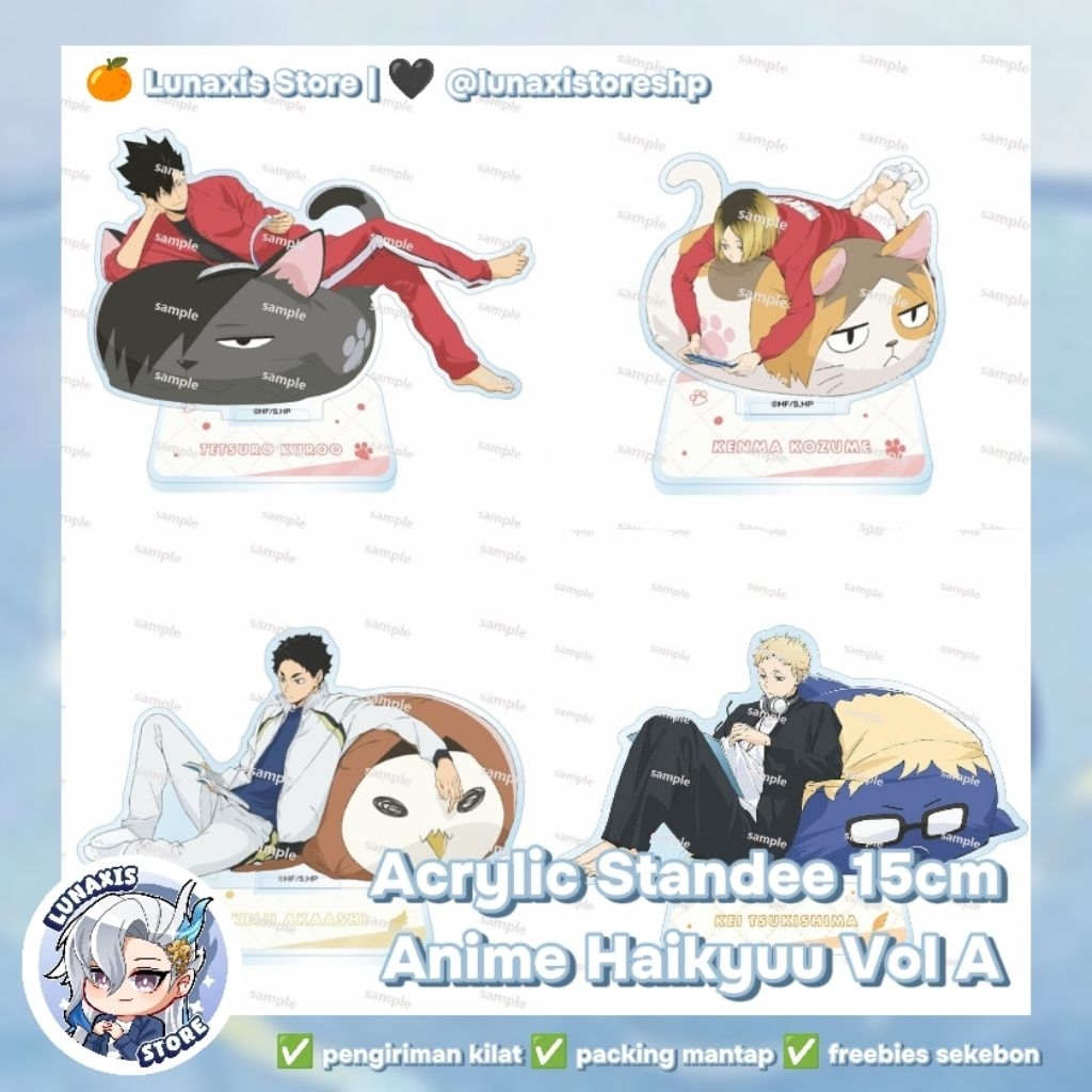 Merch Akrilik Standee Haikyuu Kuroo Kenma Akaashi Tsukishima Edisi Rehat Bantalan Anime Cartoon Game