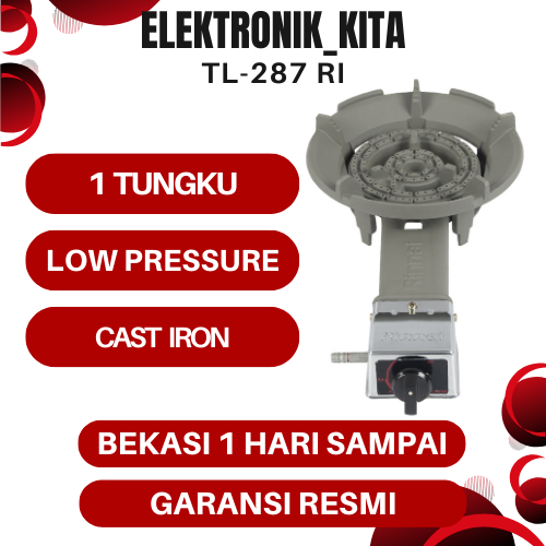 RINNAI KOMPOR GAS 1 TUNGKU RI 287 TL RI-287TL TL287RI TEKANAN RENDAH BEKASI GARANSI RESMI