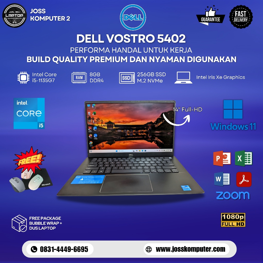 Laptop BUILT-UP Dell Vostro 5402 / Intel Core i5-1135G7 / RAM 8GB / SSD 256GB NVMe / Intel Iris Xe G
