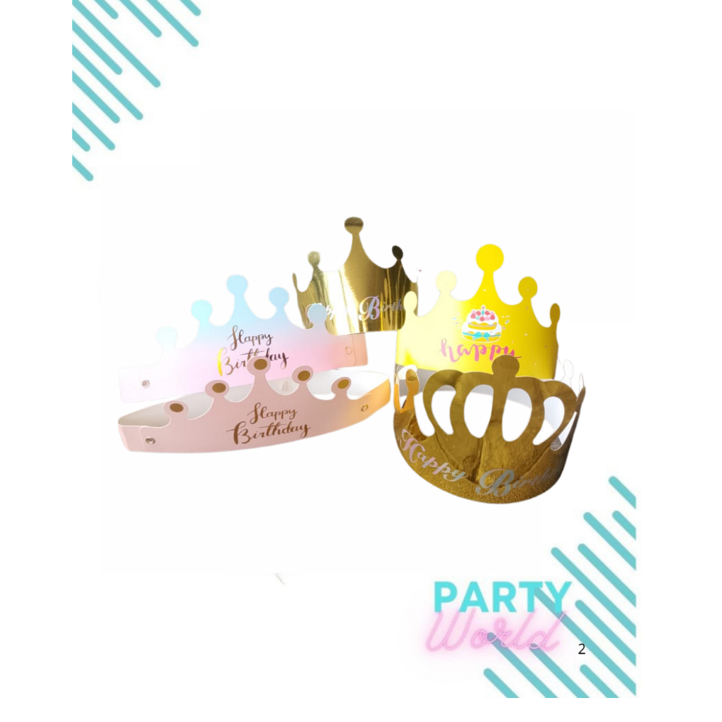 Mahkota Crown King Party Ulang Tahun Kertas Premium Tulisan Happy Birthday Mahkota Kertas Topi Ulang