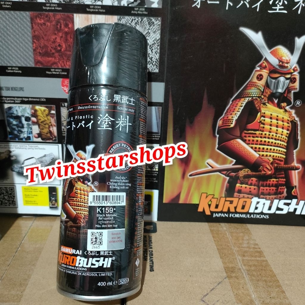 Pilok Pylox Pilox Cat Samurai Black Metalic K159 Hitam Metalik Glossy Mengkilap Spray Paint 400ml