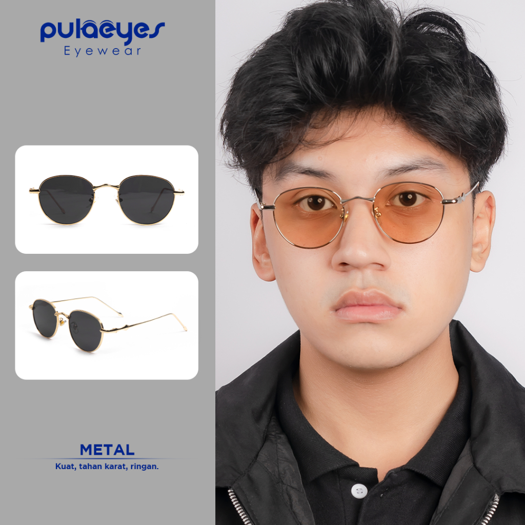 Pulaeyes Eyewear Kacamata Hitam UV400 Polarized Sunglasses UV Protection Bentuk Bulat Kacamata Hitam